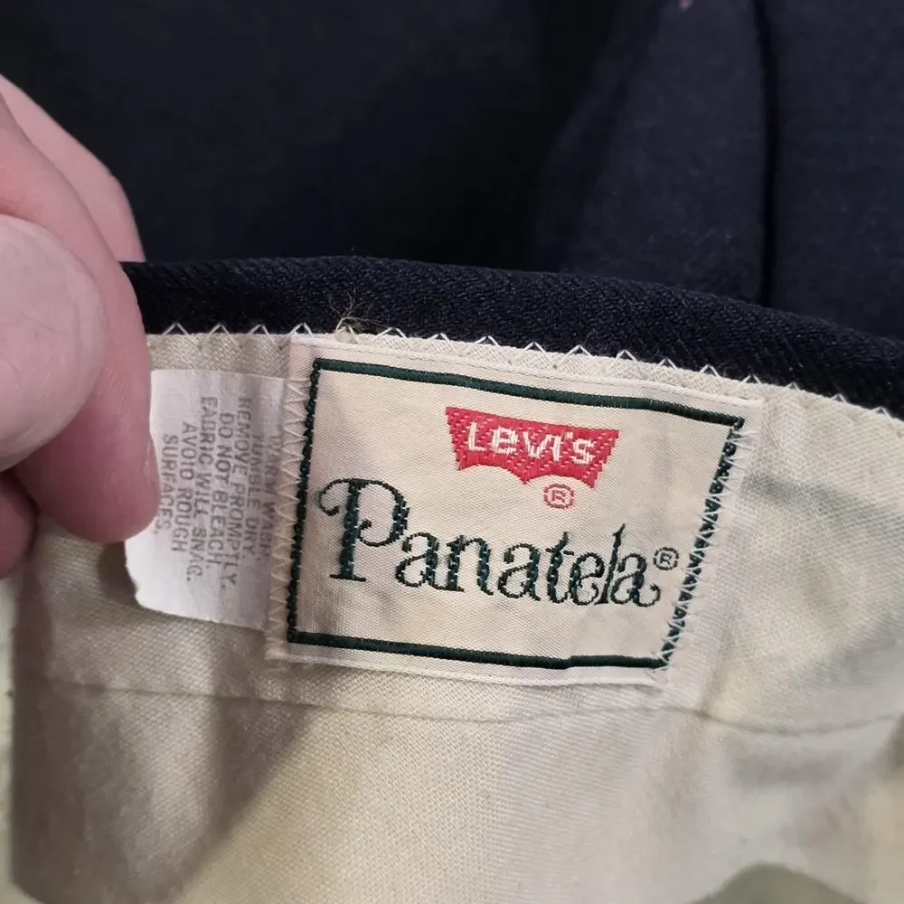 Vintage 70s Levis Panatela Pants Mens 34x30‎ Blue Dress Flat Front Straight Leg